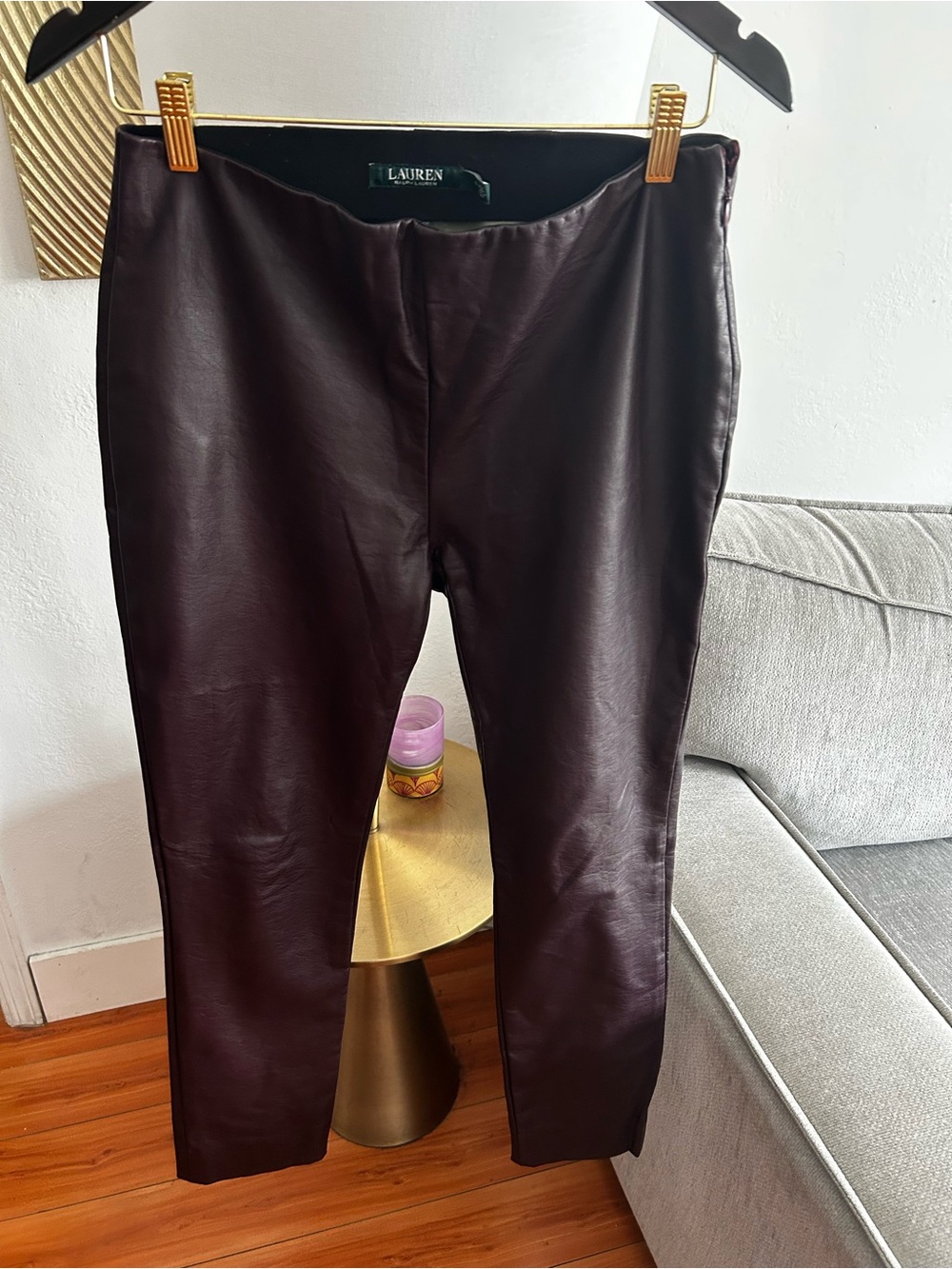 Lauren Ralph Lauren Vegan Leather Pants 6 Burgundy Preppy Equestrian Fall